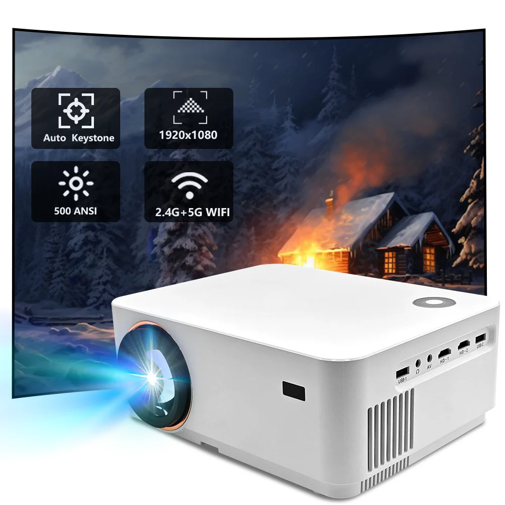 Nuevo Proyector Inteligente D5 Full HD 1080P, WiFi 5G, Sistema Operativo Android, Enfoque Digital, LED LCD, Cine en Casa, Proyector de Video para Películas