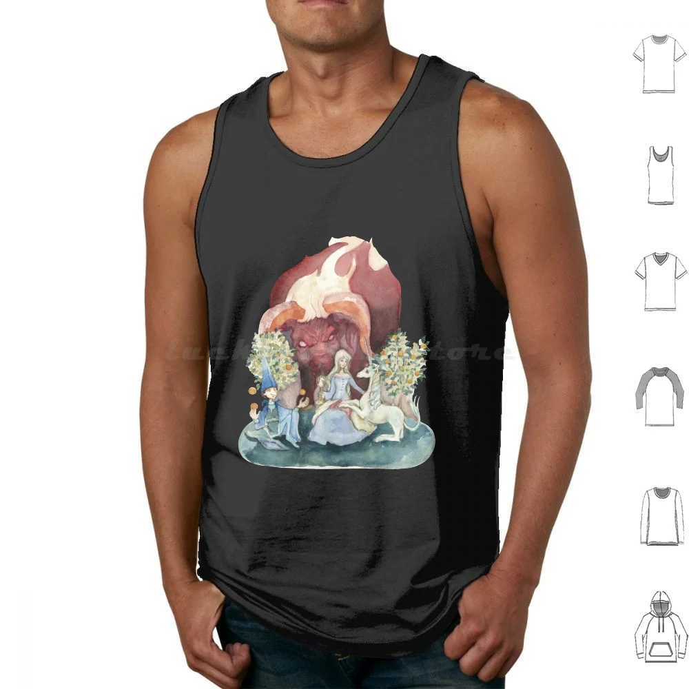 The Last Unicorn Medieval Tank Tops Vest Sleeveless Thelastunicorn Schmendrick Unicorn Amalthea Watercolor Fanart Last