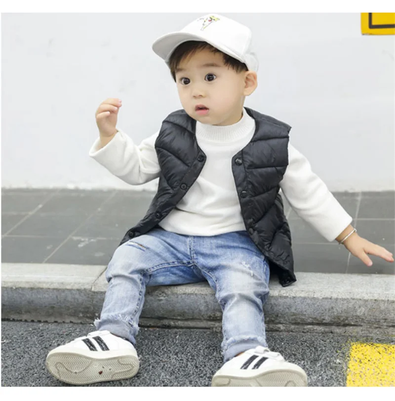 Children Down Waistcoat Autumn Winter Kids Vest Padded Clothes Infant Lightweight Down Coat Sleeveless Jacket Toddler Clothing