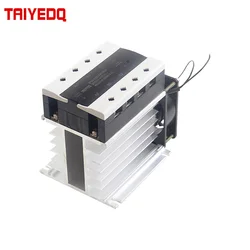 Three-phase Solid State Relay DC Control AC 380V 40A SSR-3 DC-AC Complete Set With Relay, Heat Sink, Fan 40/60/80/100/150A