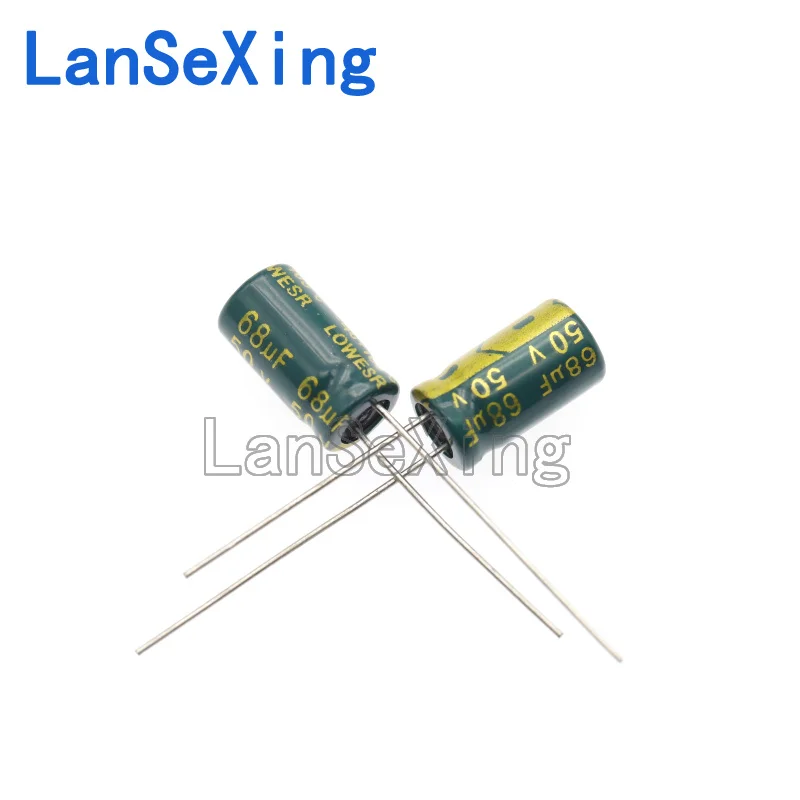 Direct insertion aluminum electrolytic capacitor components 50v 68uf, volume 6 * 11mm, capacitance 68uf 50v, capacitance