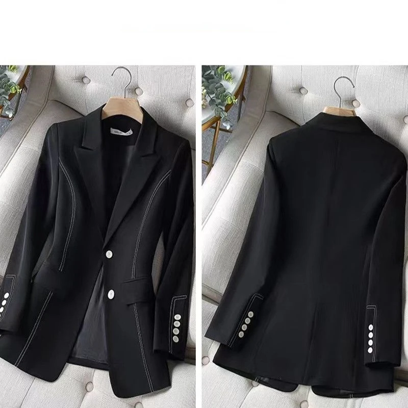 Luxury 2023 New White Suit Jacket Women Black Blazer Slim Long Sleeve Chic Korean Coats Spring Autumn Jacket Designer Clothing