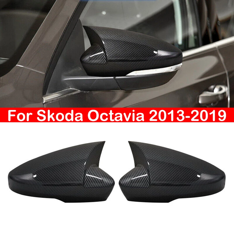 For US Skoda Octavia 2013-2019 For VW T-ROC 2017-2019 Car Rearview Side Mirror Cover Wing Cap Exterior Door Case Trim Sticker