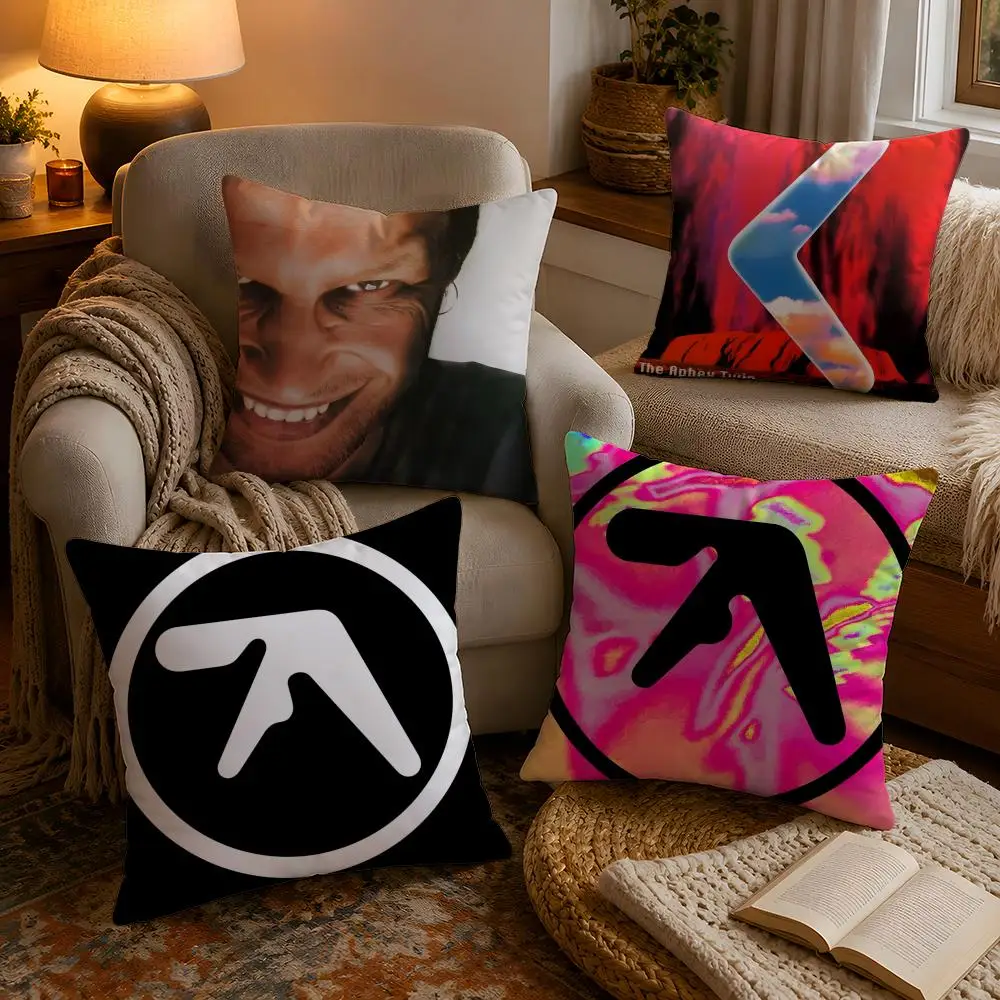 A-Aphex T-Twin Album Cover Cushion Cover Soft Plush Cushion Cover Double Print And Invisible Zipper For Sofa Home Car Use