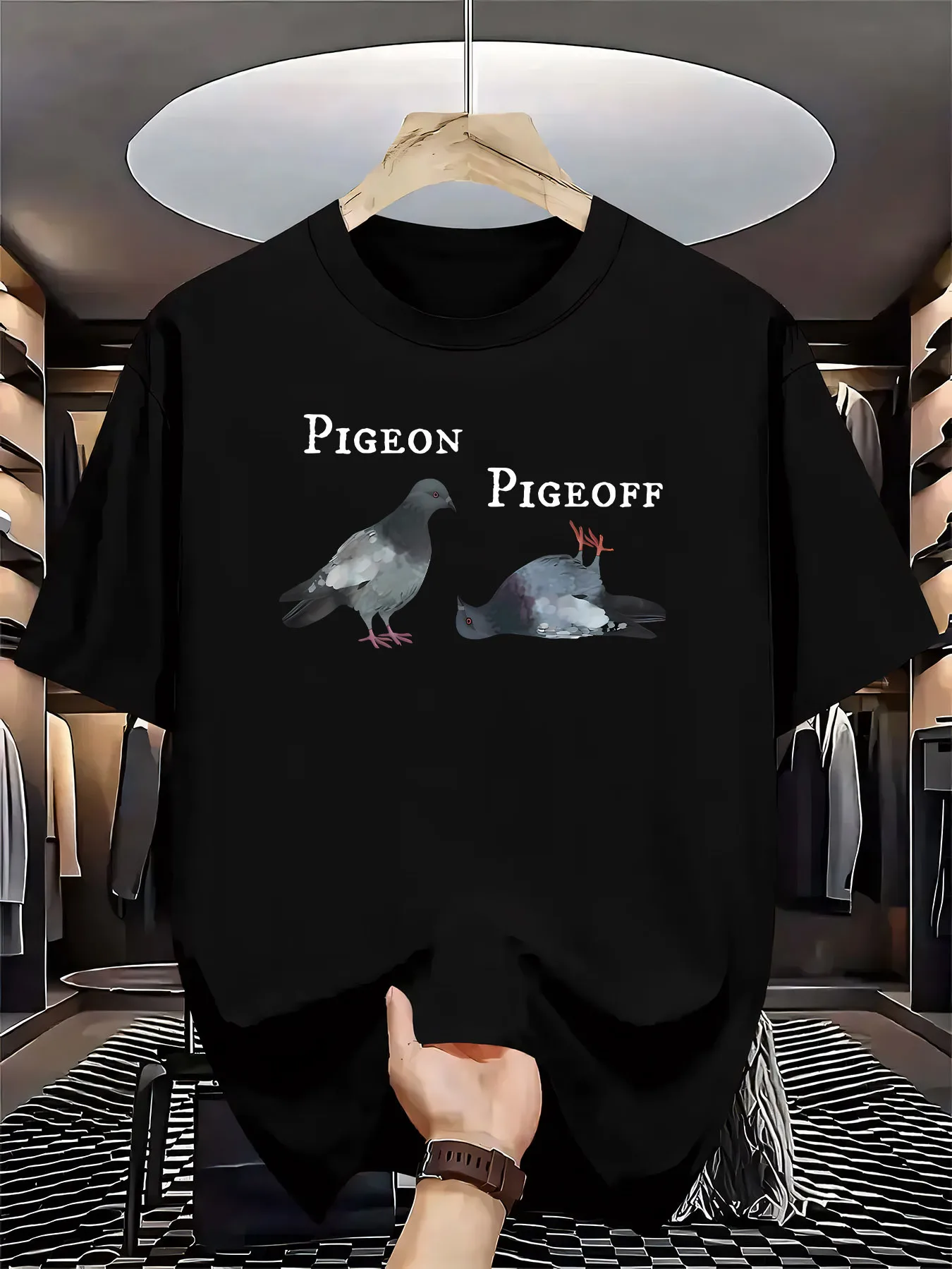 

Humorous Pigeon Graphic Printing Summer Autumn Winter Cotton Casual and Comfortable Men's and Women's T-shirts Short Sleeves