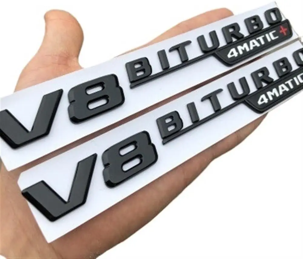 2 قطعة ثلاثية الأبعاد V8 BITURBO 4matic + سيارة درابزين شعار ملصق ل AM G w117 c63 w212 e63 w207 w176 a45 x156 gla45 شارة مائي