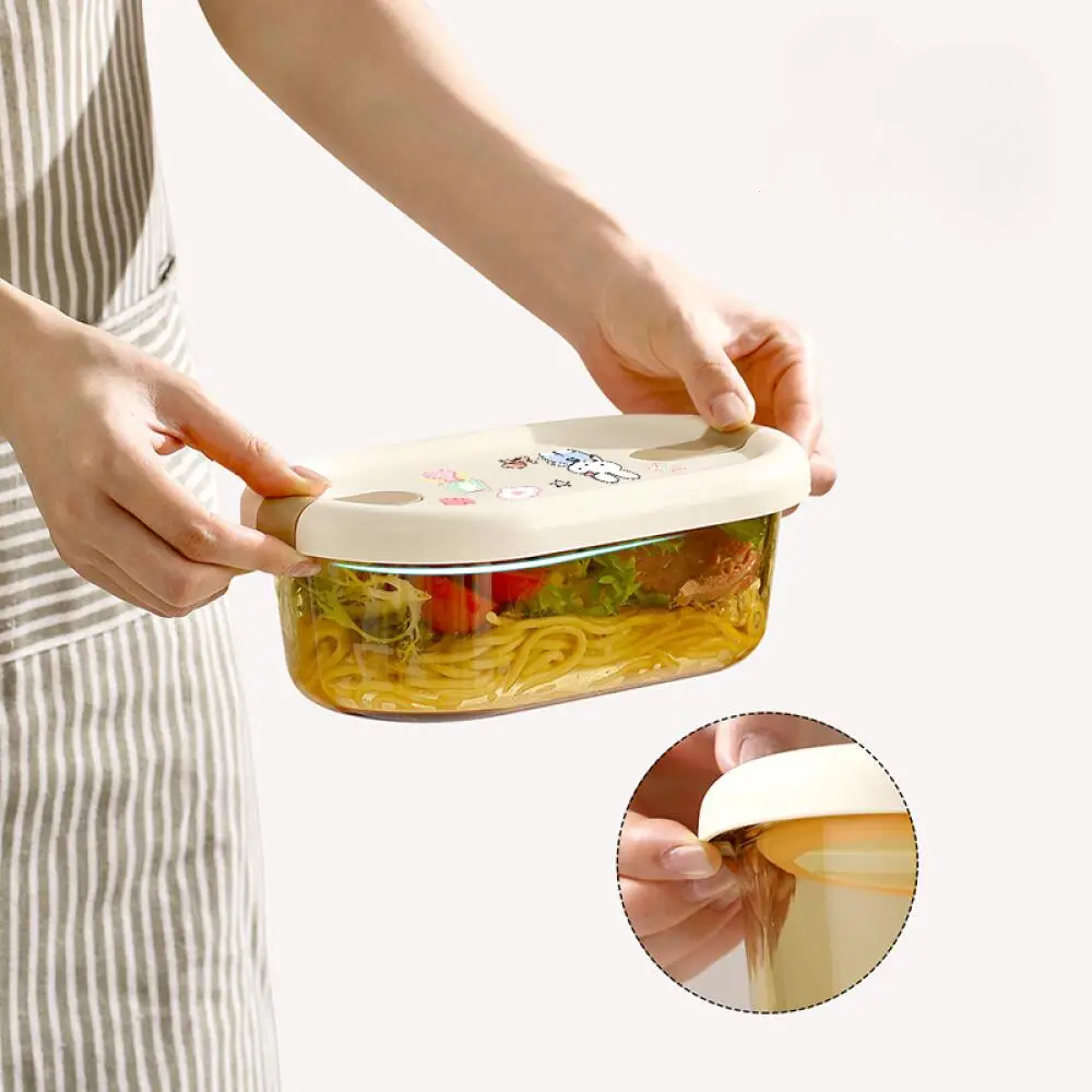 يمكن تسخين صندوق الغداء الزجاجي اللطيف على شكل أرنب ميفي لعمال المكاتب للحفاظ على بينتو طازجًا #4