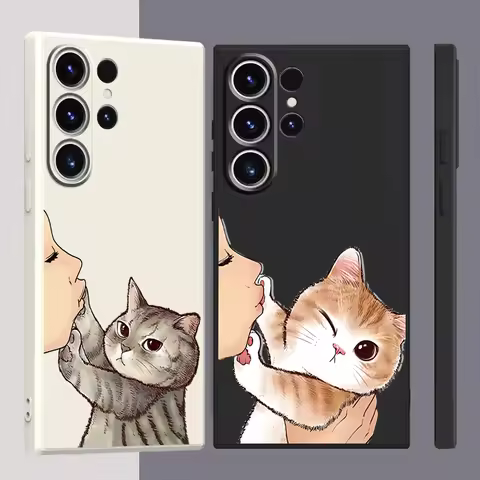 Kiss My Lovely Cat Phone Case For Samsung Galaxy S25 Ultra S24 Ultra S23FE S22 S20 Plus A35 A50 A51 A54 A55 A71 A72 A73 Cover