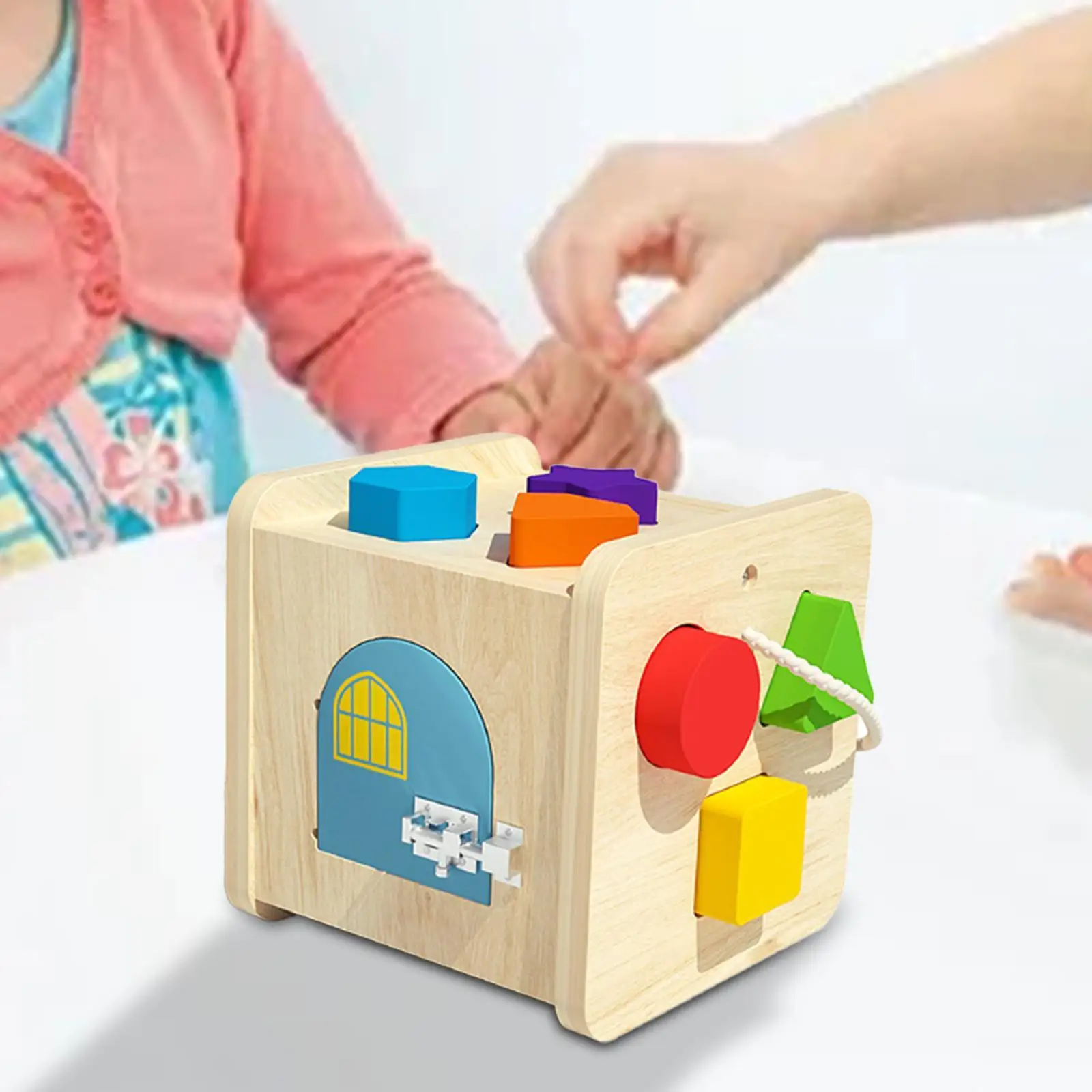 Shape Matching Toy Geometric Shape Toy Skills Development Wood Colorful Cube Blocks Sorter for Preschool Boys Girls Gifts