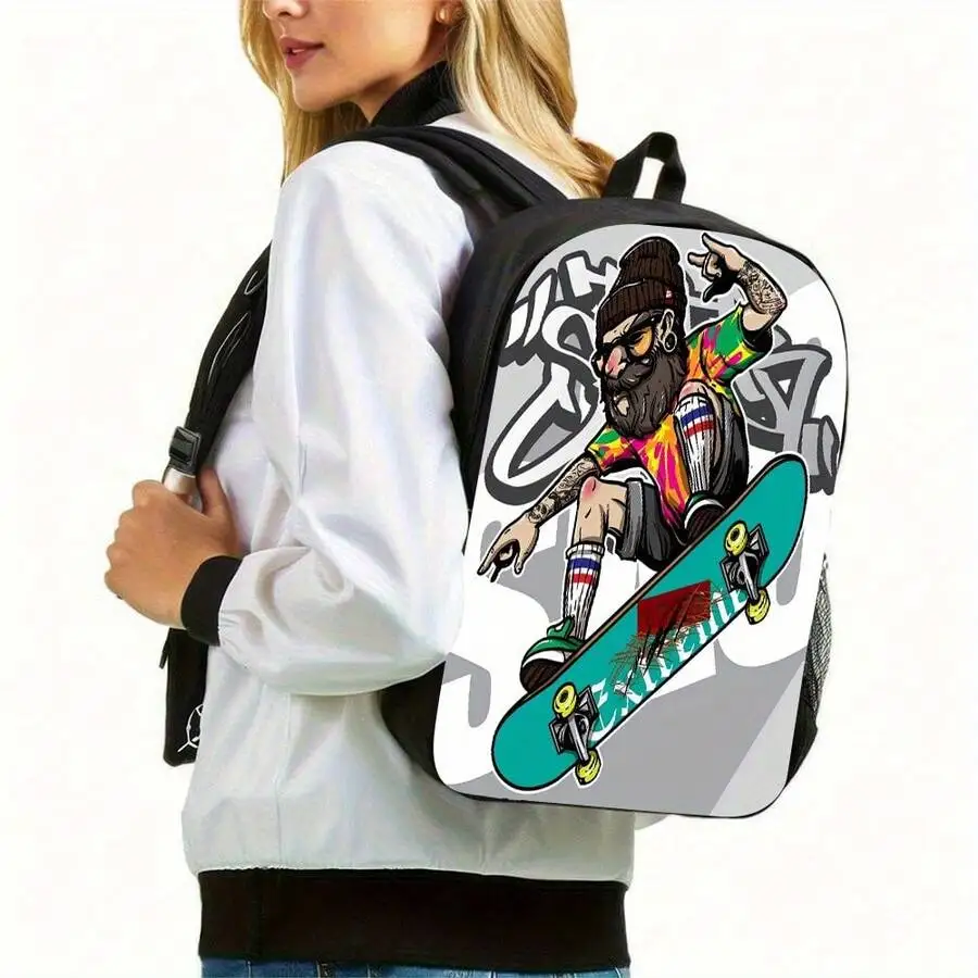 Large Capacity Unisex Skateboarding Backpack With Laptop Compartment