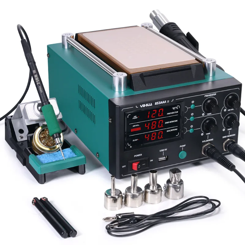

Professional 3-in-1 Soldering Station YIHUA 853AAA-II with Hot Air Rework & Digital Display