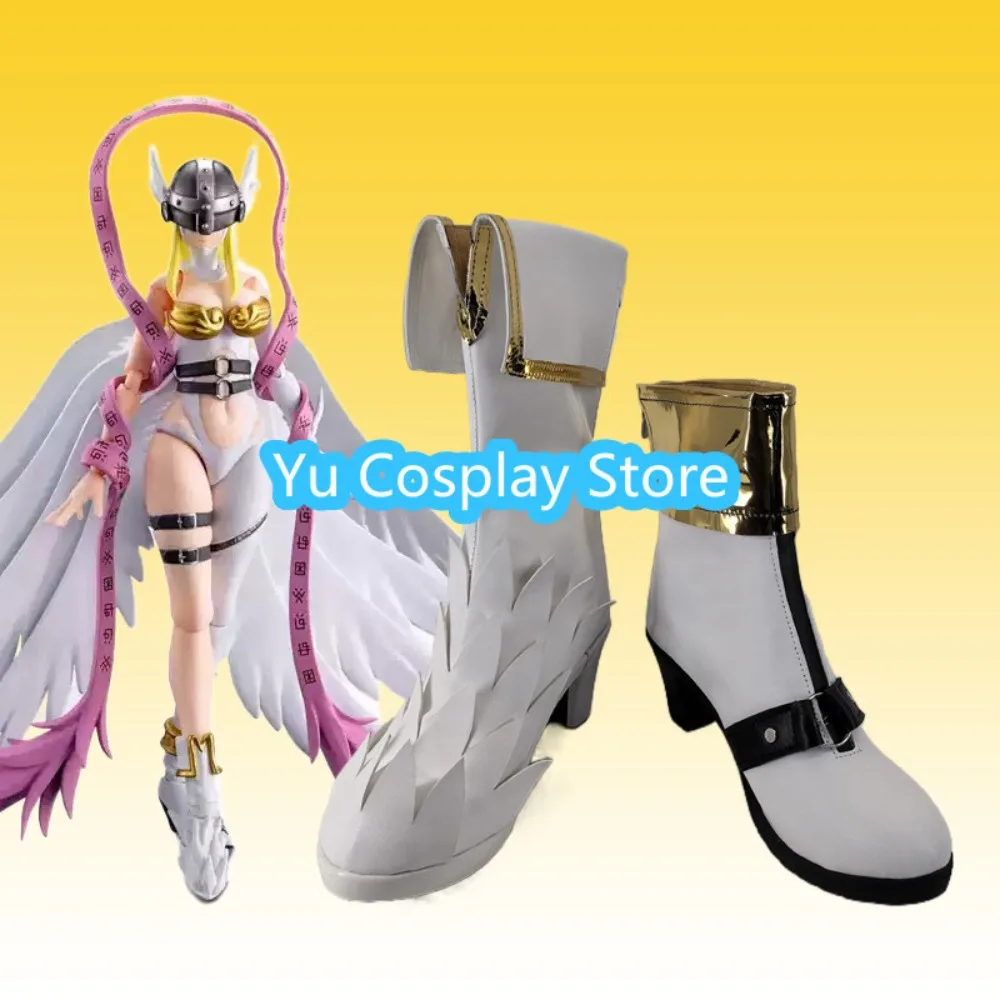 

Angewomon Cosplay Shoes Pink High Heels Boots Custom Made Hand Made Prop Shoes Women