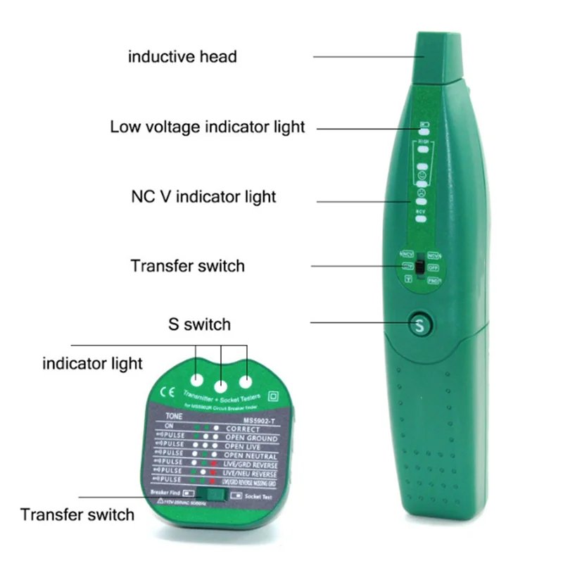 ABNO- Wire Breakpoint Finder Multi-Function Circuit Breaker Finder For 220V High Power Used To Detect Broken Wires EU Plug