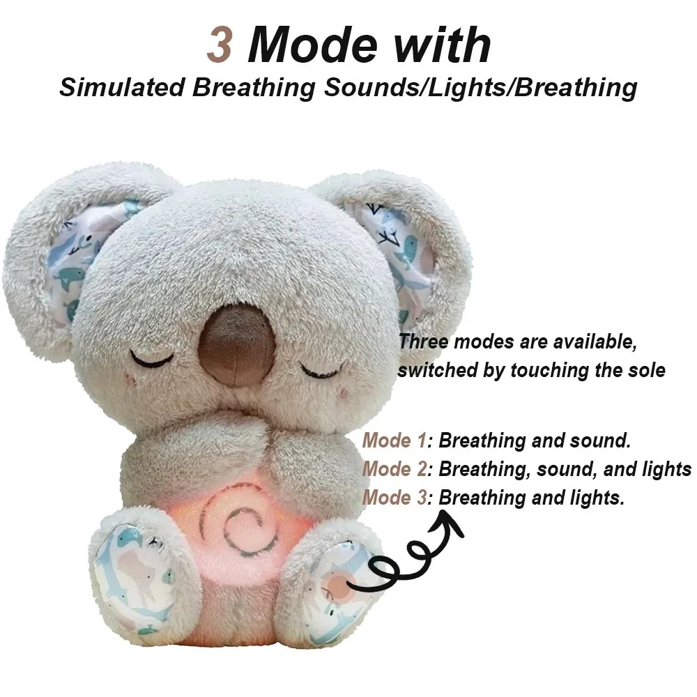 Crianças Calmante Koala Urso Respiração Stress Relief, Ansiedade Respiração Sensorial, Música Iluminação Decoração Dormir, Companheirismo