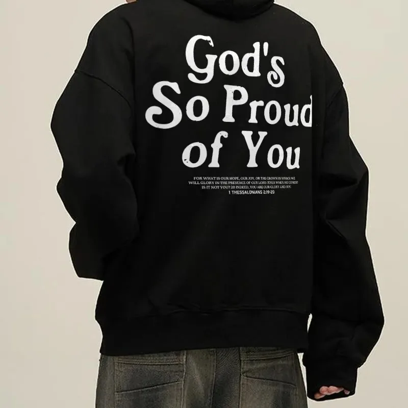 

2025 Autumn and Winter Unisex 100% Cotton God's So Proud of You Print Hoodie High-end Luxury Is for Both Men and Women Top Y2k