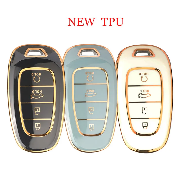 

Jingyuqin дистанционный чехол из ТПУ для автомобильного ключа, брелок для Hyundai Tucson Santa FE 2021 2022, часть чехла для смарт-ключа