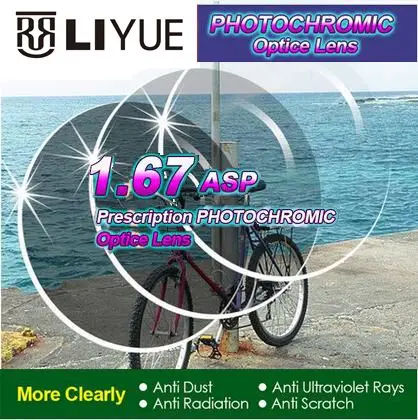 

NEW Thinner HMC ASP 1.67 Photochromic Series Prescription CR-39 Resin Aspheric Glasses Lenses Myopia Lens