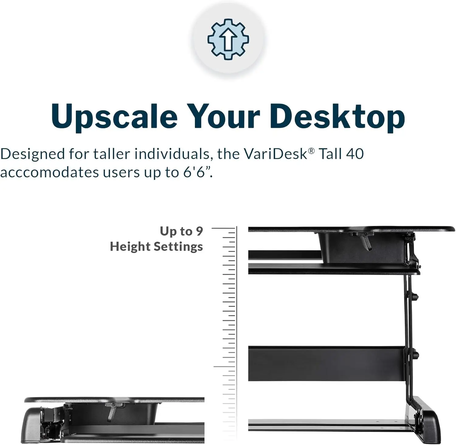 Tall 40-2-Tier Adjustable Standing Desk Converter for Dual Monitors with Keyboard Tray - Home Office Accessory