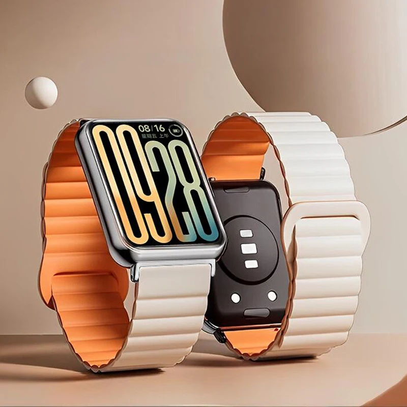 حزام مغناطيسي من السيليكون الناعم لساعة Xiaomi Smart Mi band 9 pro/8 pro حزام بديل سوار رياضي كوريا Redmi Watch 4 5 6 band
