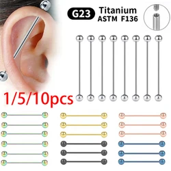 1/10pcs External Internal thread Piercing Jewelry G23 Titanium 14G 16G Long Industrial Barbell Ring Tongue Sexy Barbell