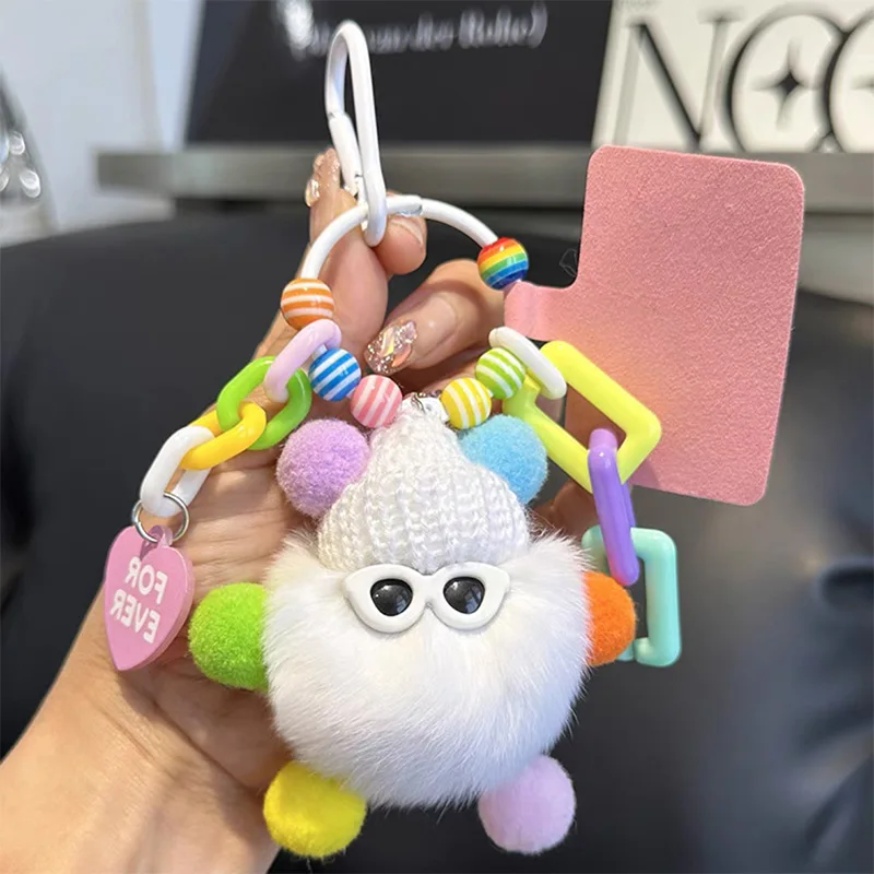 Super cool dopamine briquette monster doll pendant DIY keychain, cute art trend, plush doll bag, backpack, mobile phone charm