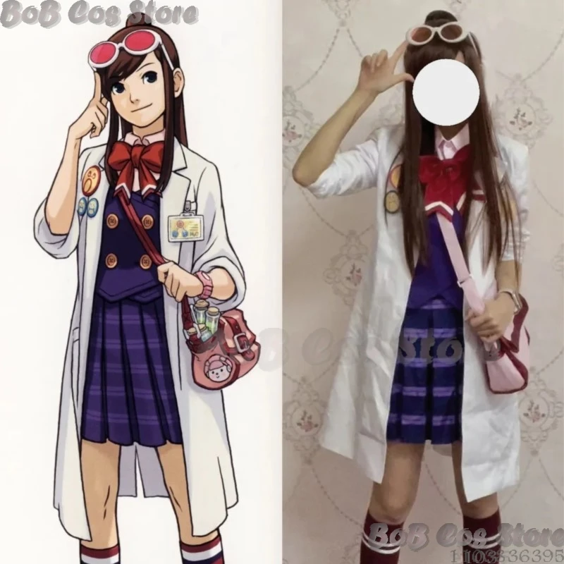 Akane Houzuki Cosplay Game Gyakuten Saiban Costume Ema Skye Ace Attorney Skirt Women JK Uniform Coat Wig Prop Holloween Roleplay