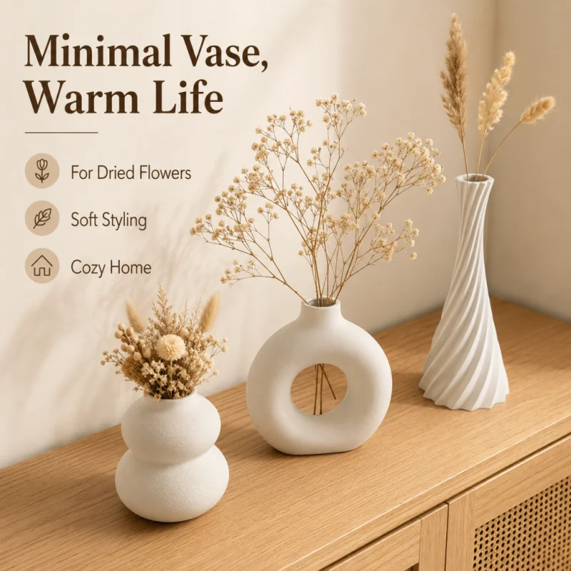 3Pcs 3Pcs White Vase Set Gift-Ready Art Trio 3D Printed PLA Wabi Sabi Minimal Vases for Living Room Shelf Dried Flower Home Decor Gif - Aliexpress Deal