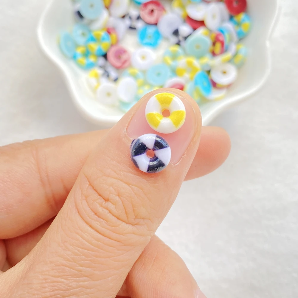 100Pcs Cute Resin Mini Colorful Swimming Rings Series FlatBack Cabochon Ornament Jewelry Making Manicure Hairwear Accessories