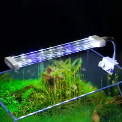 Crystal LED Aquarium Light 6W/8W/10W Aquatic Plant Lighting Waterproof Clip-on Lamp For Fish Tank Plants Grow Blue White Light