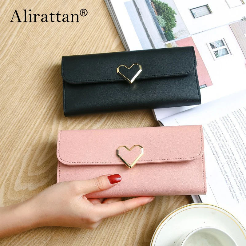 Alirattan 2025 New Women Long Wallets Love Heart Wallets For Ladies Girl Money Pocket Card Holder Female Wallets Clutch Bag