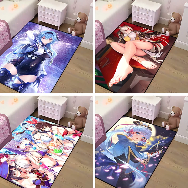 Cartoon anime girl carpet bathroom non-slip printing cute children yoga dance stairs cotton bath mat home bedroom 3DC