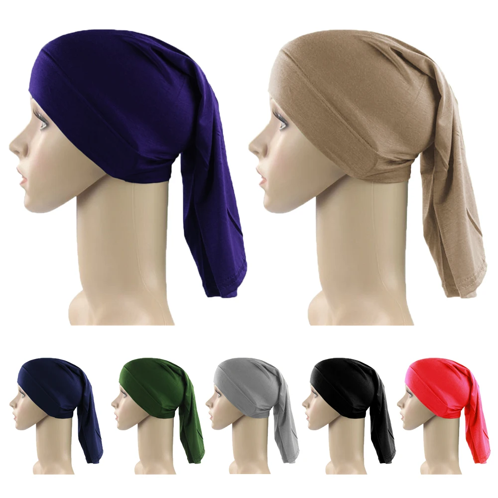 Underscarf Muslim Hijab Baggy Turban Long Hair Loss Cover Head Scarf Wrap Beanies Bonnet Hat Chemo Cap Islamic Headwear Ramadan