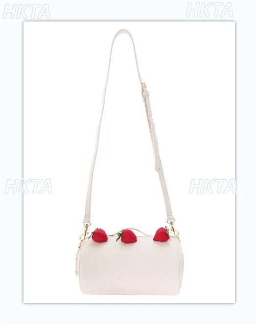 Japanese Style New Backpack Sweet Kawaii Pressed Pattern Cute Strawberry Cake Bucket Bags Crossbody Shoulder Bag Cosmetic Bag