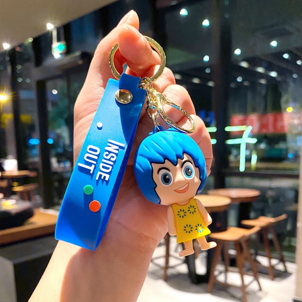 New Disney INSIDE OUT Keychain Cute Doll Bag Pendant Pvc Car Key Chain Decoration Key Ring Couple Accessories Birthday Kids Gift