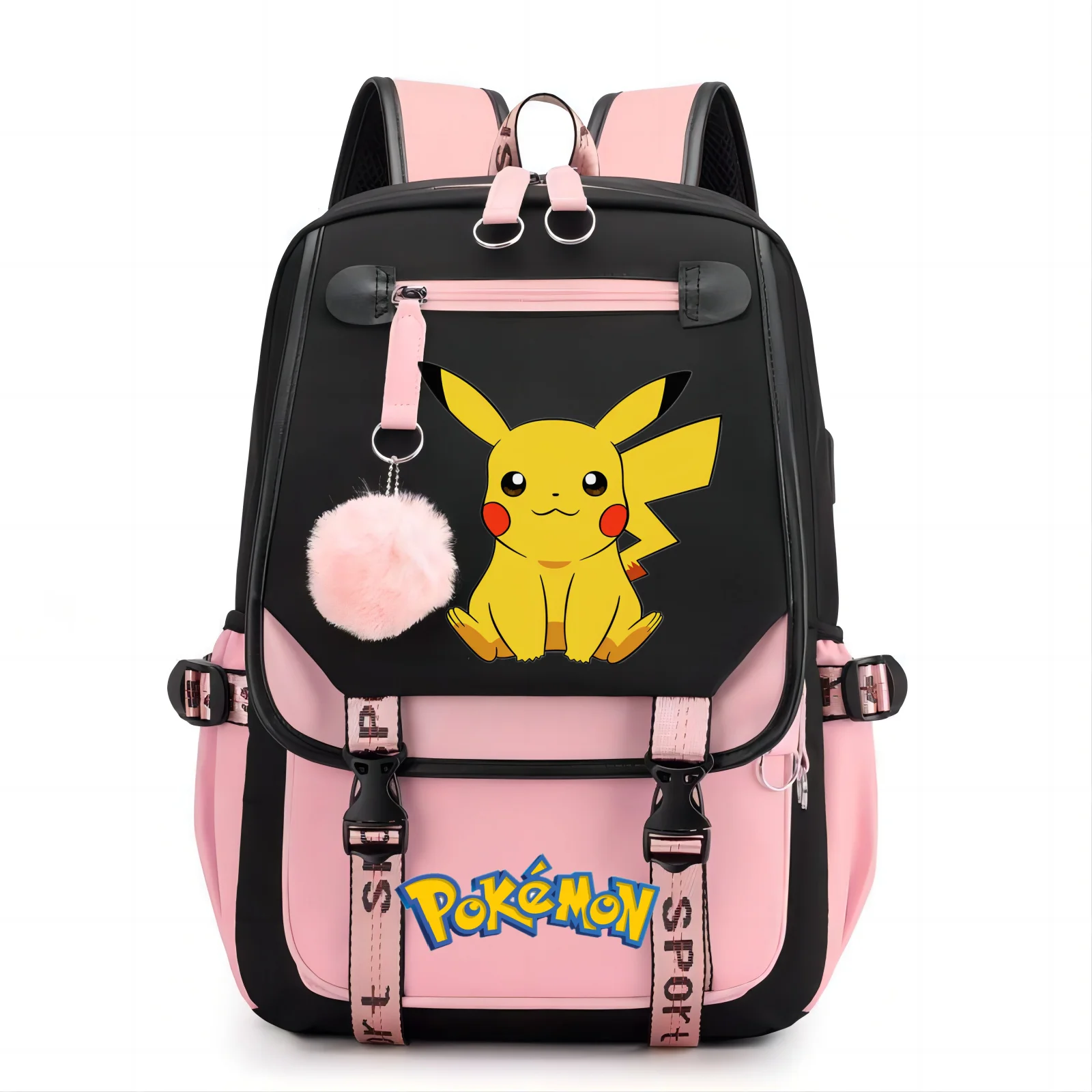 Plecak Pokemon Pikachu torby szkolne z kulką włosów Port USB torba studencka na książki moda wysokiej jakości szkolne artykuły papiernicze dla