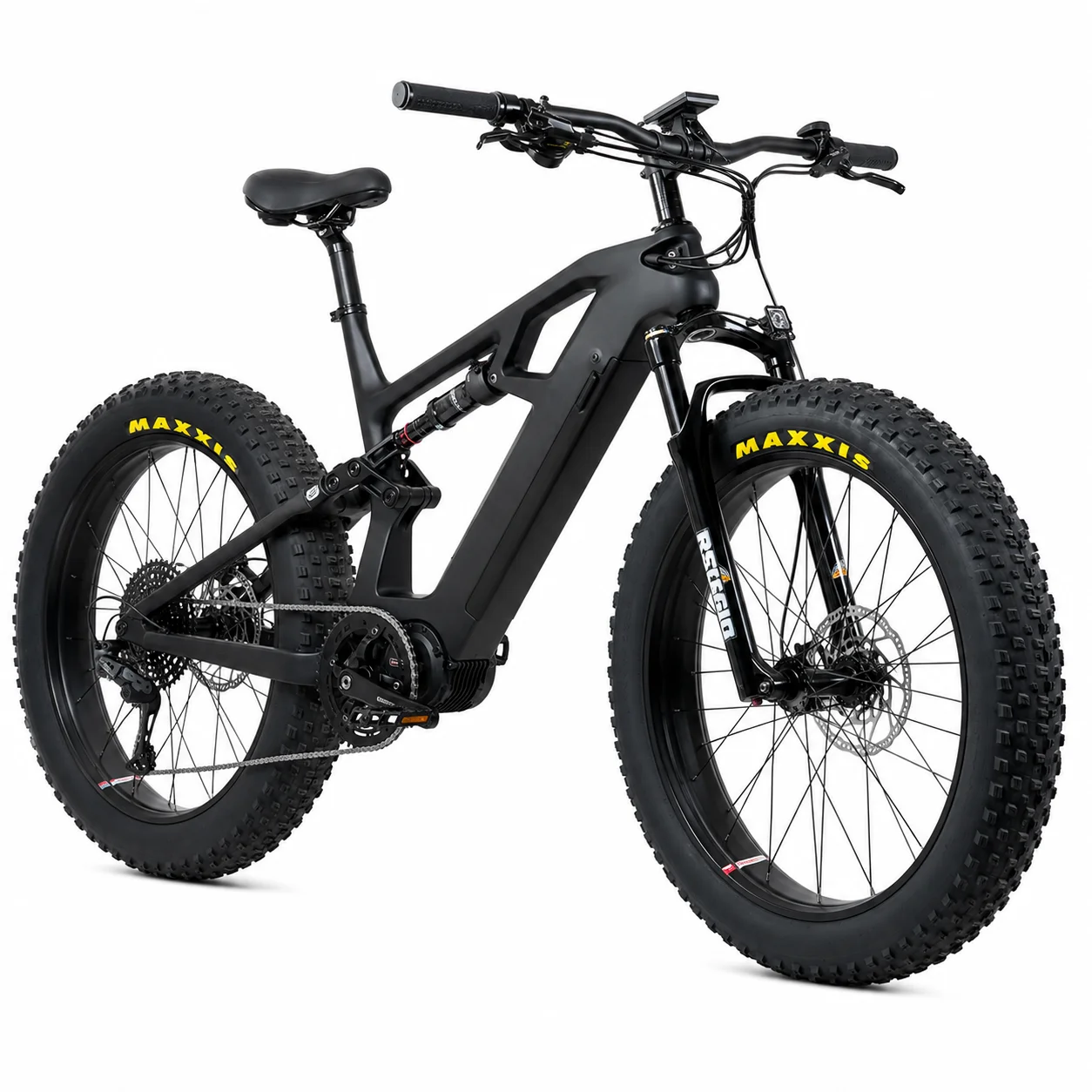 1000W Carbon Fiber Electric Fat Bike 48V 17.5Ah Full Suspension 26x4.8 MTB with Hydraulic Brakes 11 Speed