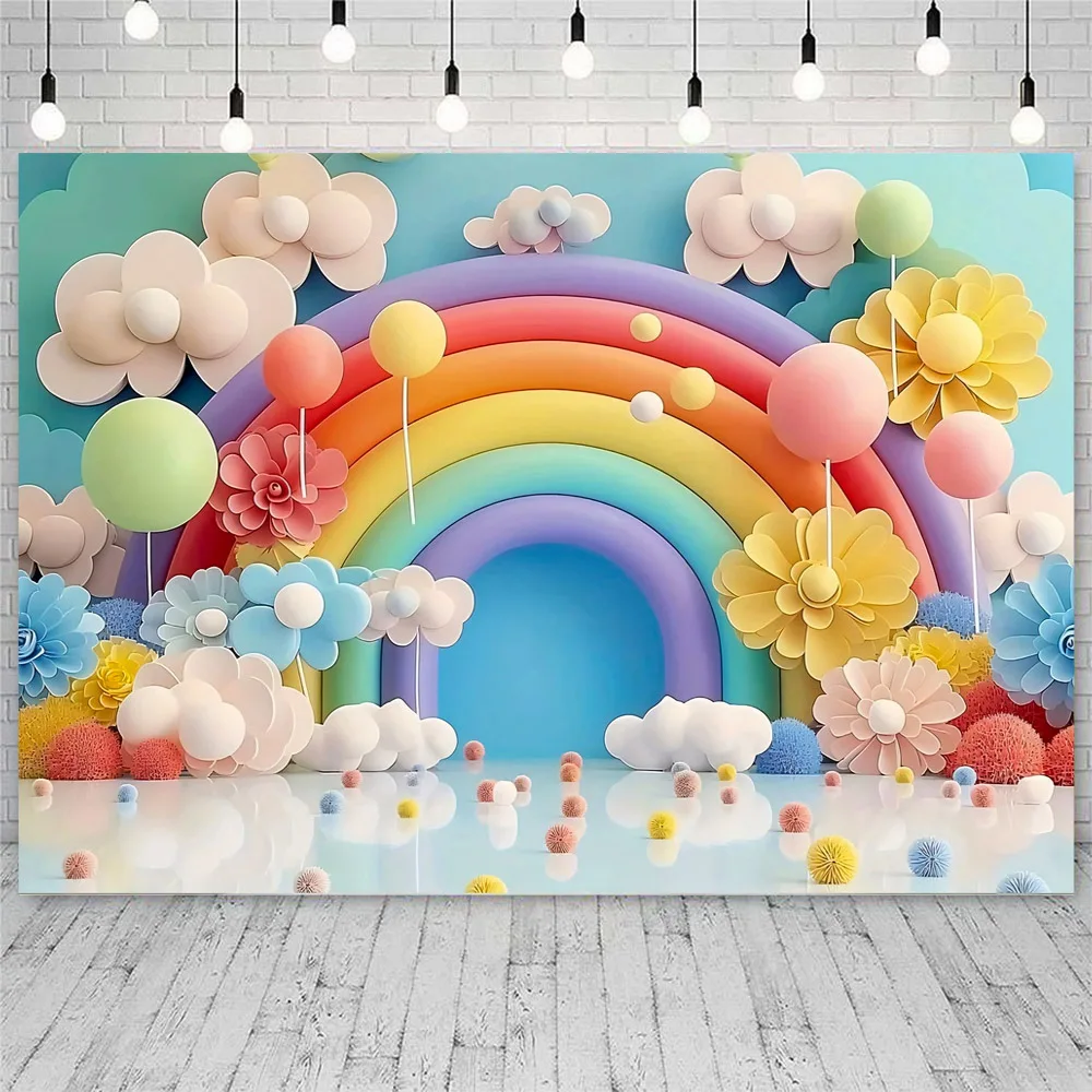 خلفية بالون قوس قزح - ديكور عيد ميلاد متعدد الأغراض لغرفة المعيشة وخلفية تصوير فوتوغرافي