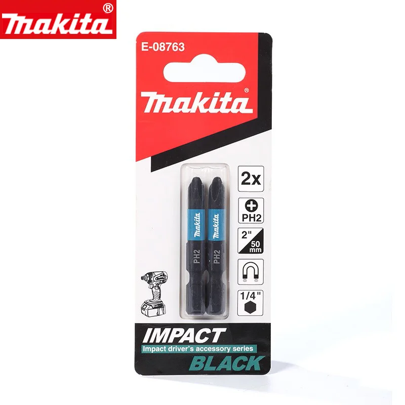Imagem -02 - Makita-phillips Driver Drill Head Impact Screwdriver Bits Acessório Preto Série Ph2 50 mm Pcs E08763