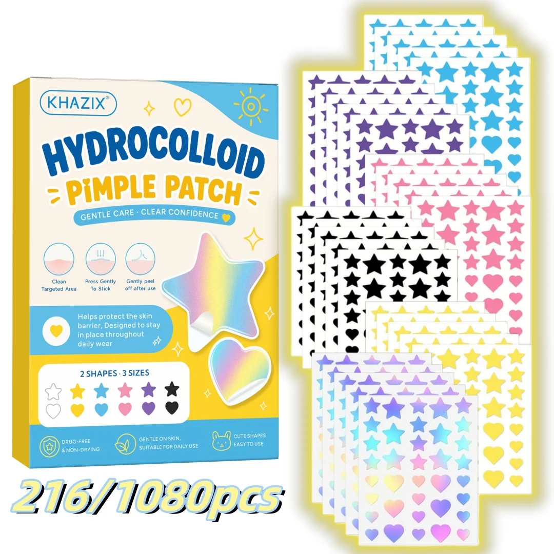 216/1080pcs Star Pimple Patches For Face Hydrocolloid, Absorbing Cover, Tea Tree, Hydrocolloid Acne Patch, Cute Star Pimple