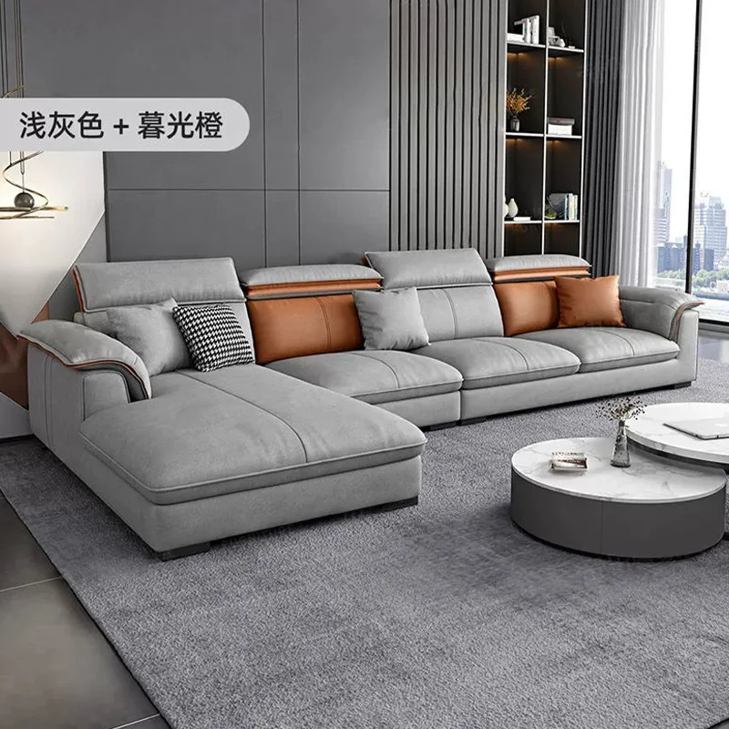 Technology cloth sofa simple modern Italian minimalist straight row fabric sofa Nordic sofa