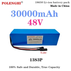 48V battery 30Ah 13S3P T+DC 18650 lithium-ion battery pack, suitable for 54.6V electric bicycles and scooters with BMS charger