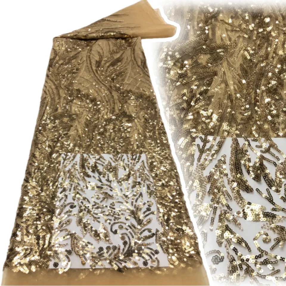 

Elegant Lace Fabric Floral Embroidery Sequins Beads 2025 High Quality French Tulle Nigerian Lace Fabric for Dress Sewing TP1602