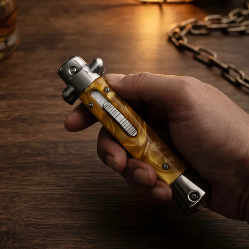 9-inch EDC Tool Italian-Style 440C Steel Resin Handle D2 Steel Pocket knife Portable Folding EDC Tool Collectible Hiking
