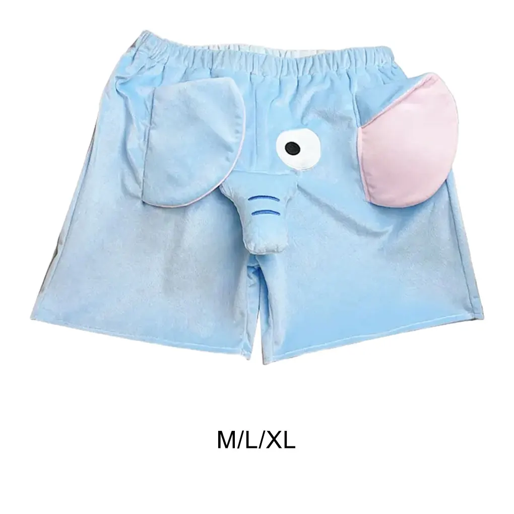 Unisex Plush Cute Cartoon Animal Pants, Man Lounge Shorts, solto confortável, macio elástico, desgaste do sono, Party L