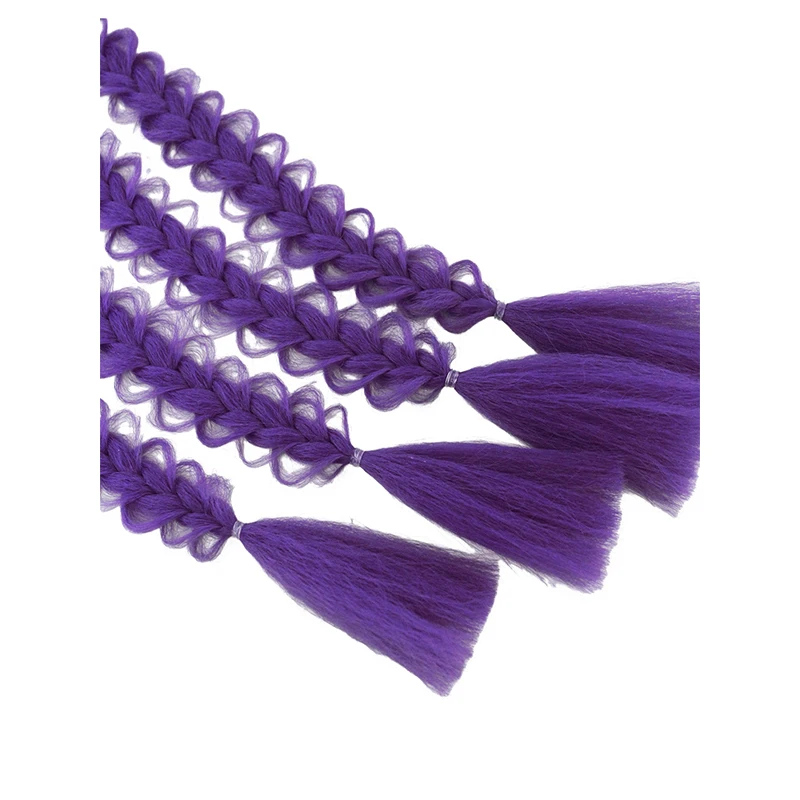 Lila Geflochtene Pferdeschwanz-Haarverlängerungen, Bubble Braid Synthetisches Haar mit Quasten für Cosplay und Partys – Detail 9