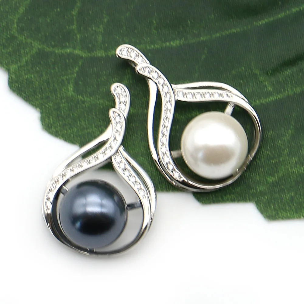 Fashionable Teardrop-Shaped Shell Pearl Pendant Silver-Plated Openwork Jewelry For DIY Women's Necklace Components 17x27mm