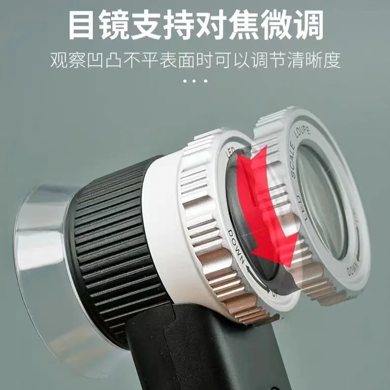 Multifunctional high definition magnifying glass professional appraisal Wenwan jewelry tobacco alcohol purple clay pot with lamp