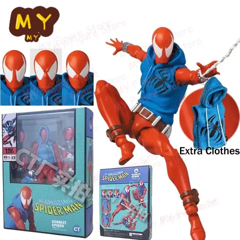 CT Toys Spiderman Mafex 186 Figure Scarlet Spider The Amazing Spider-Man Comic Action Figure KO Model Figurine Kid Toy Gift