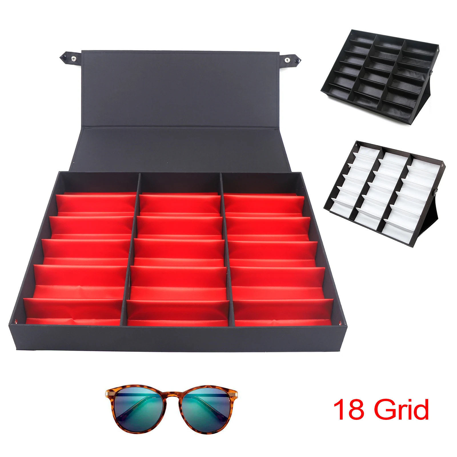 18 Grid Glasses Display Box Sunglasses Storage Organizer Case Stand Holder