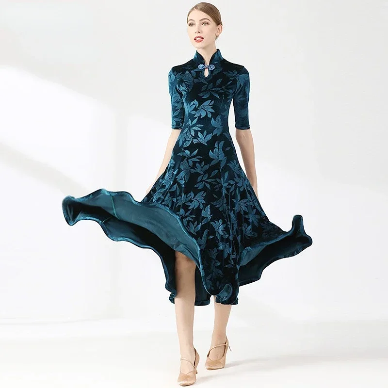 Cheongsam Übungskleidung Flamenco Tanzrock Walzer Tango Foxtrot Ballsaal Kleid Wettbewerbskleid Gesellschaftstanzkleid